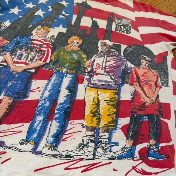 VTG 90s See You at The Pole American Flag Patriotic T Shirt Single Stitch Sz XL - Picture 2 of 14